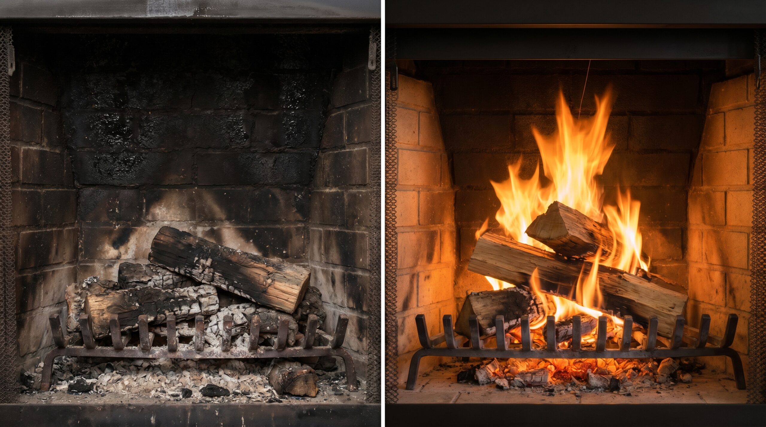 Before and after chimney cleaning by NJ Pro Chimney